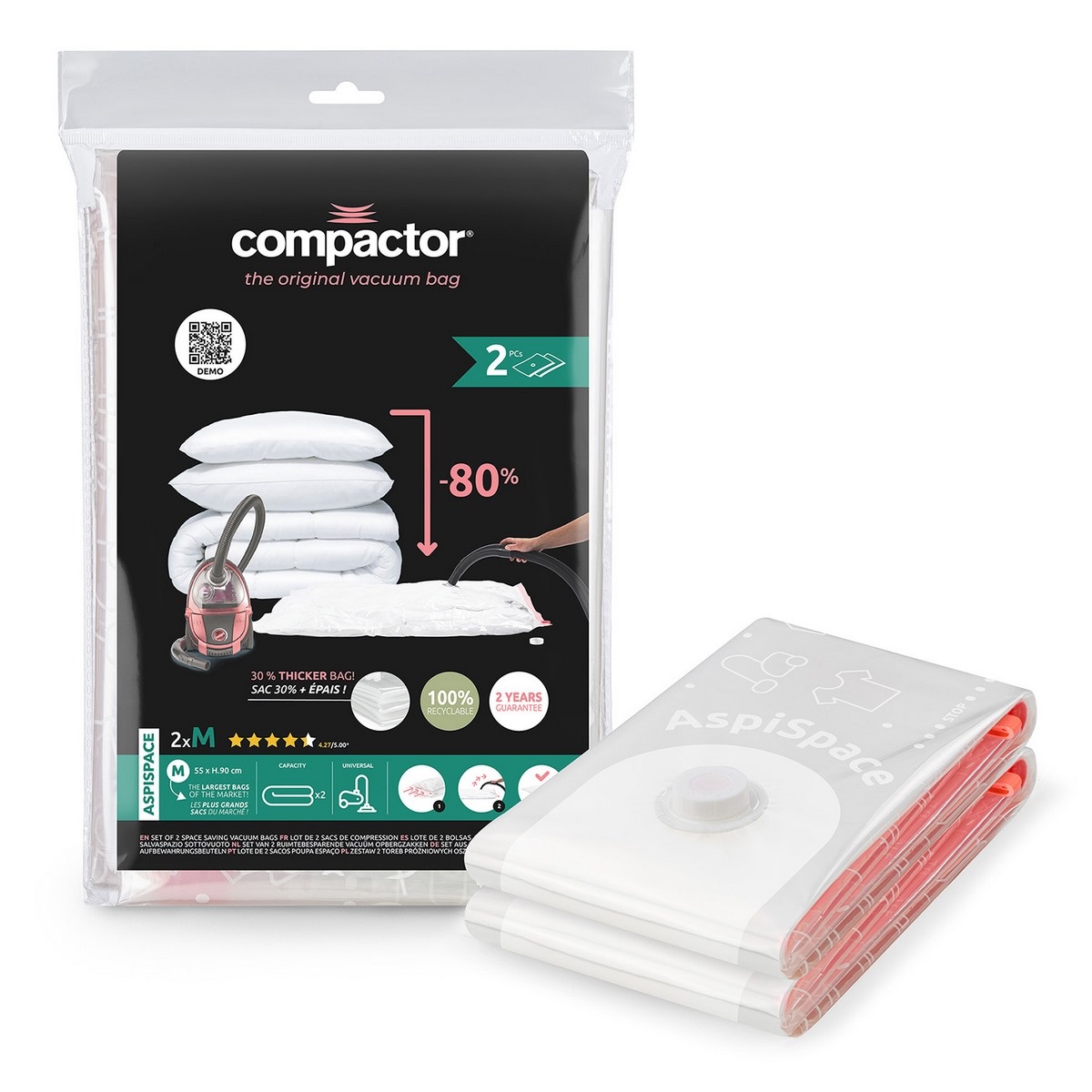 Compactor 2dílná sada vakuových úložných pytlů Aspispace M