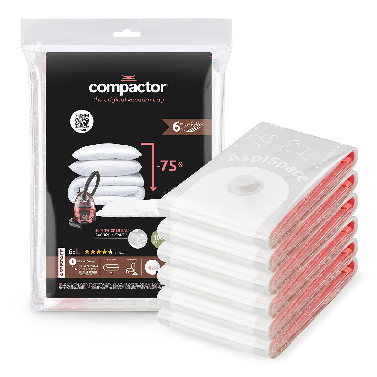 Compactor Sada vakuových úložných pytlů Aspispace L 120 l