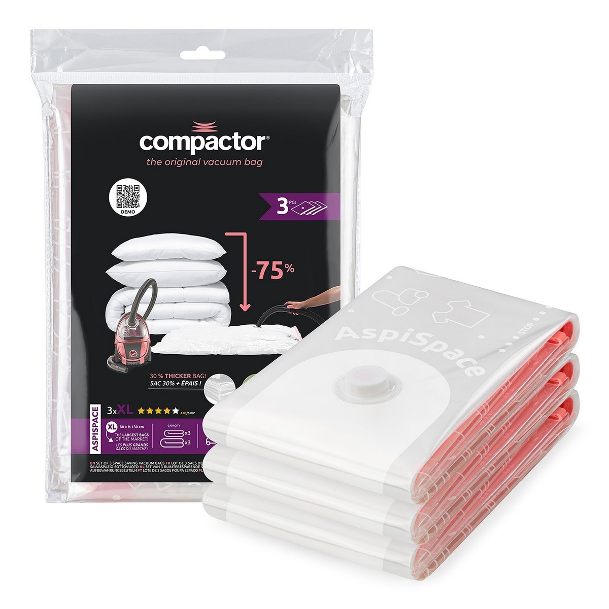 Compactor Sada vakuových úložných pytlů Aspispace XL 140 l
