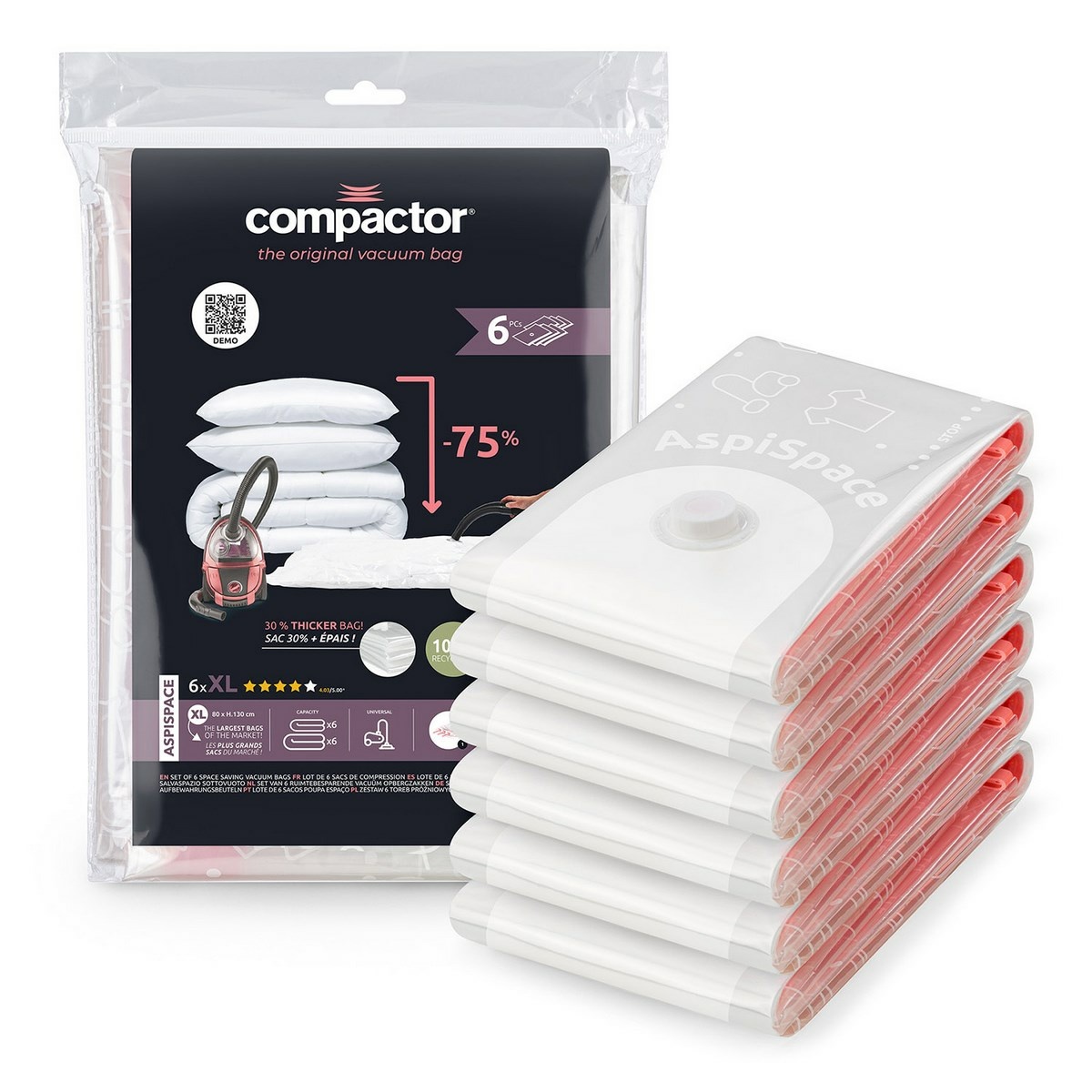 Compactor Sada vakuových úložných pytlů Aspispace XL 6 ks