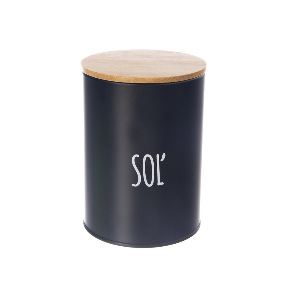 Dóza plech/bambus pr. 11 cm Soľ BLACK SK