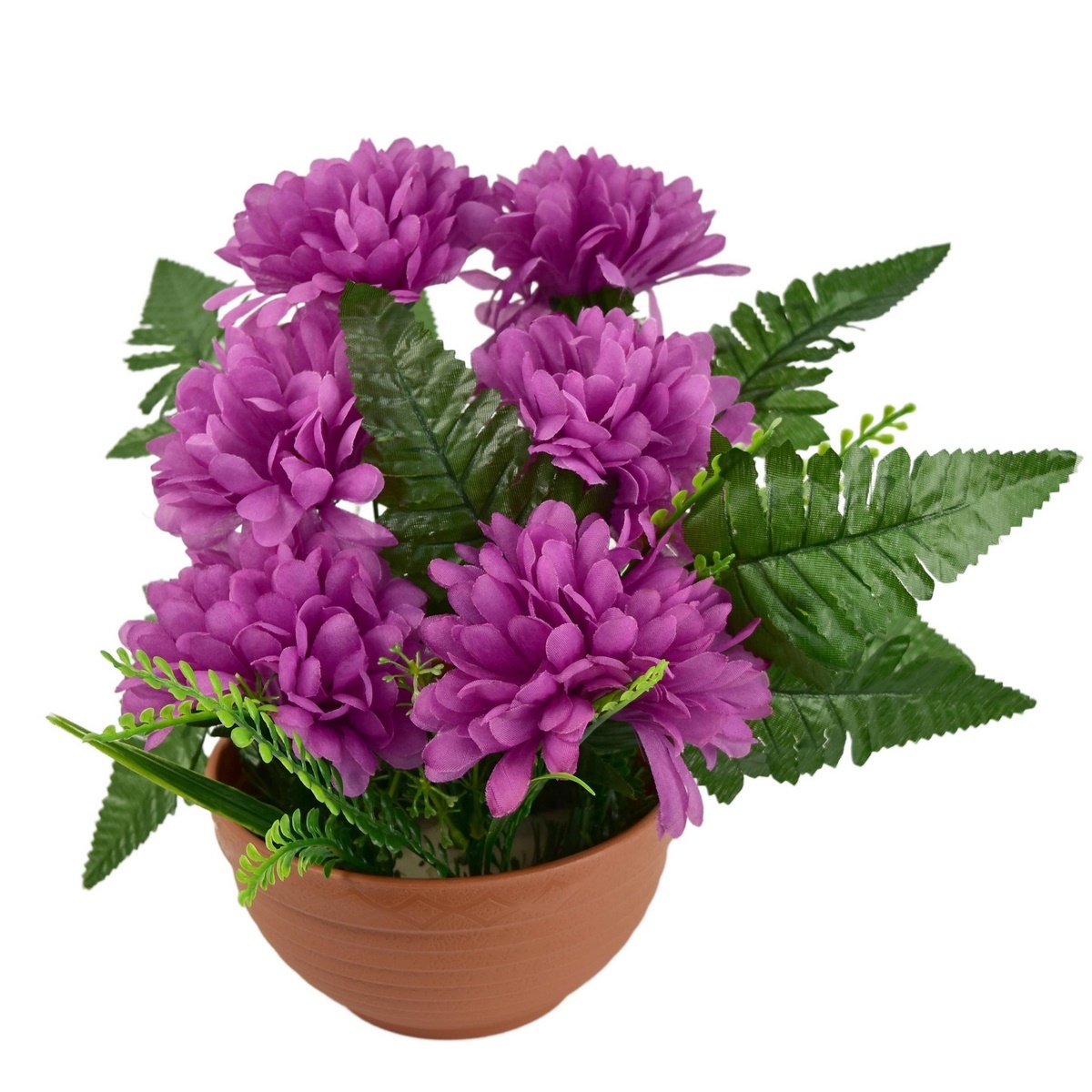 Dušičková dekorace Fialové chryzantémy v květináči