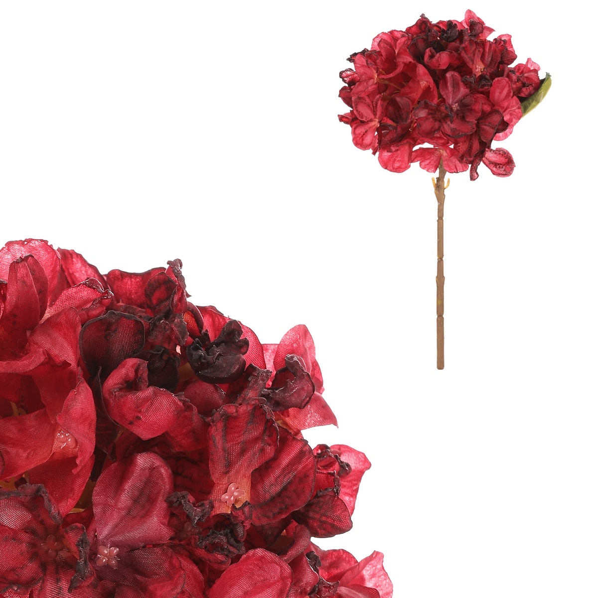 Hortenzie červená - umělá řezaná květina