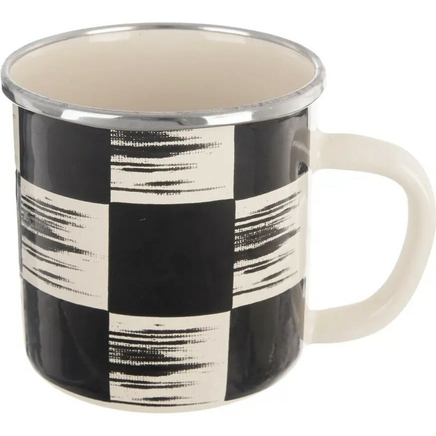 Hrnek smalt ŠACHOVNICE Lem 0