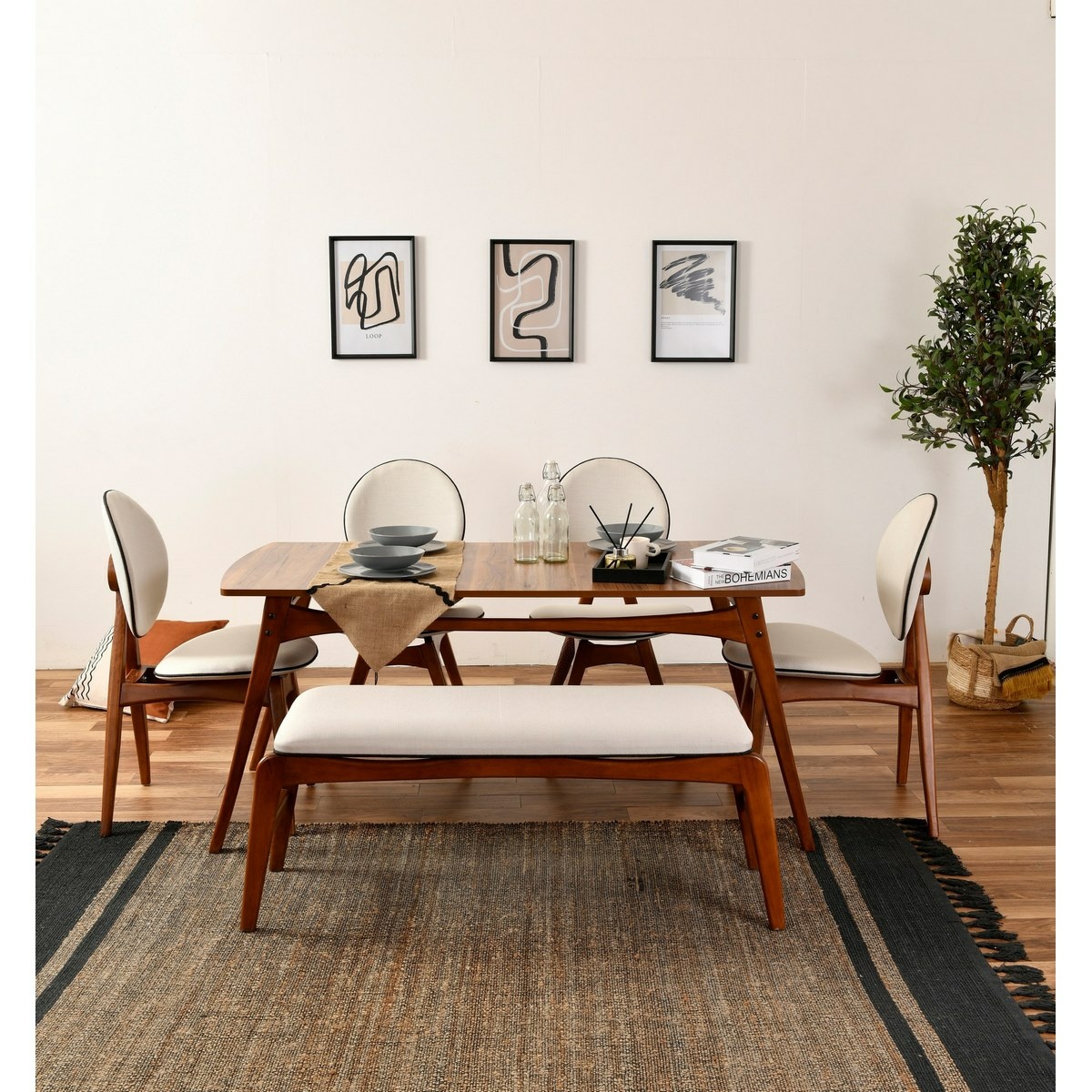 Jídelní set Touch Walnut and Cream