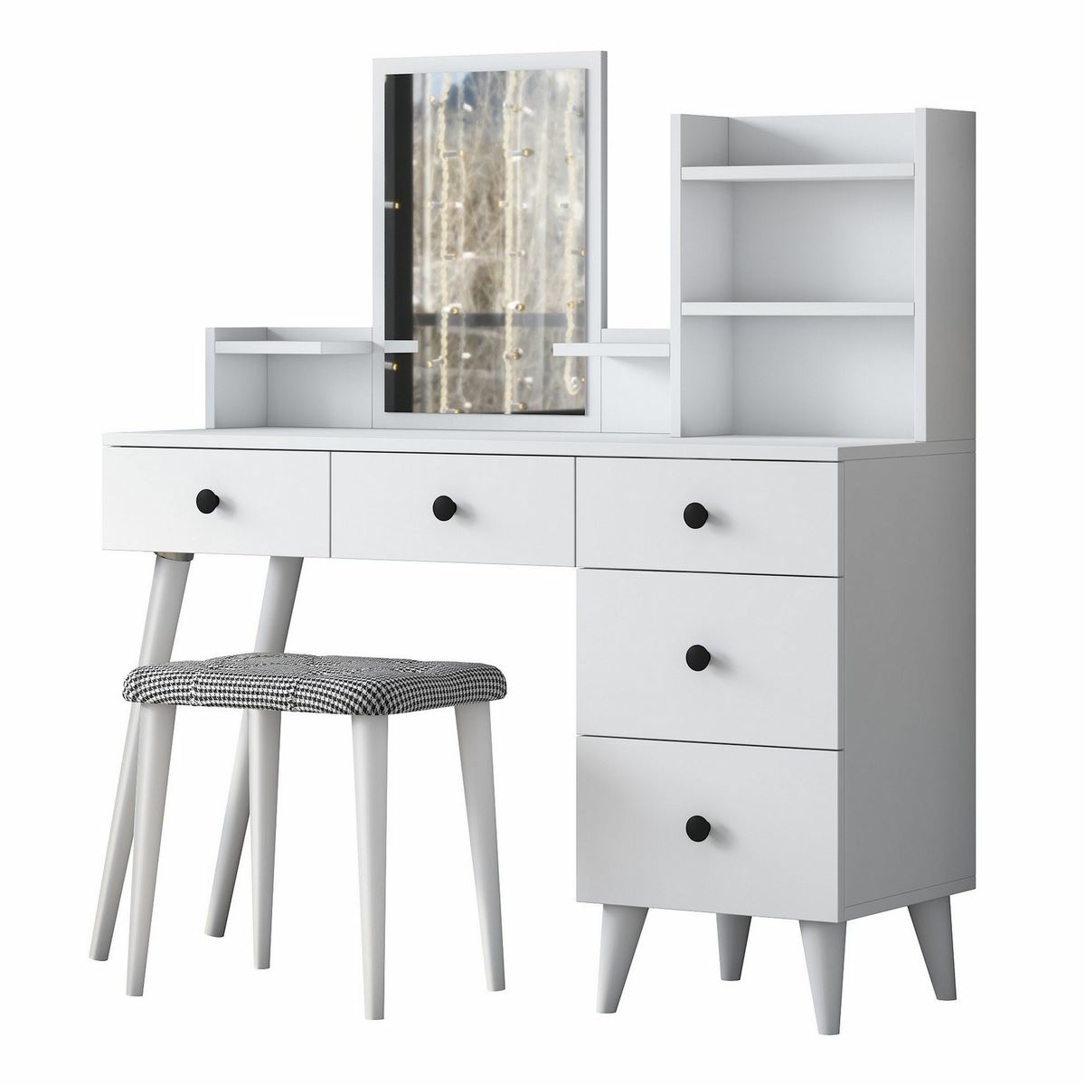 Kosmetický stůl Bela White se stoličkou