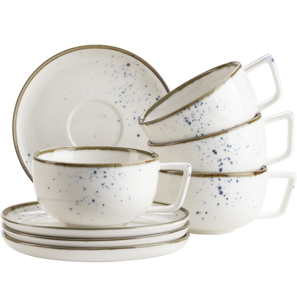 Mäser 8dílná sada šálků na kávu Pintar White modré tečky