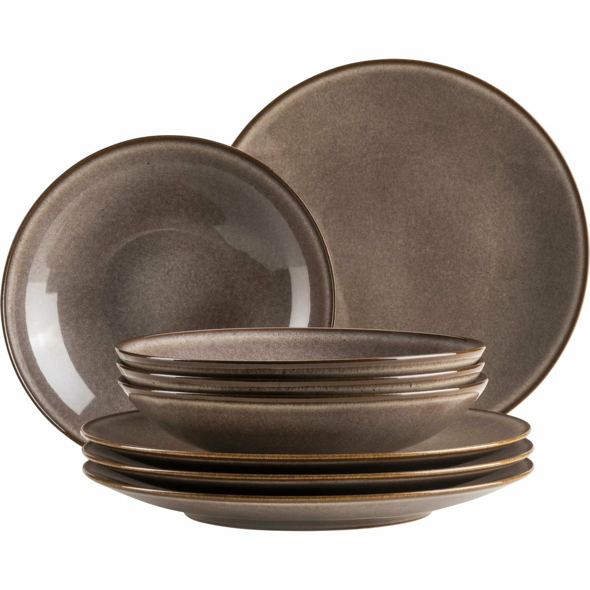 Mäser Sada mělkých a hlubokých talířů 8 ks SMOKY'S – hnědá
