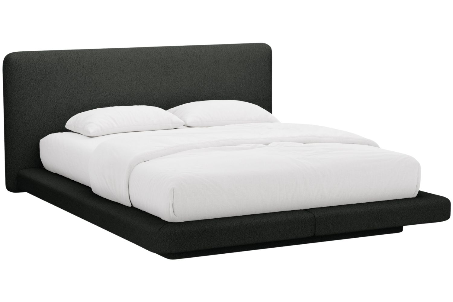 Micadoni Černá bouclé dvoulůžková postel Linea 180 x 200 cm