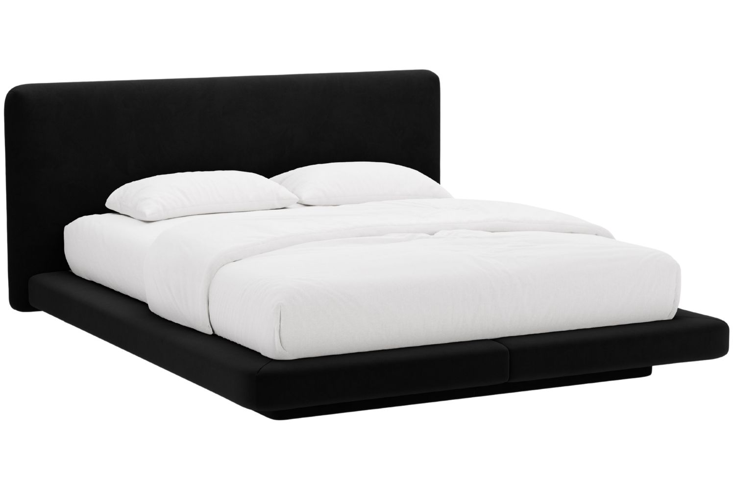 Micadoni Černá sametová dvoulůžková postel Linea 160 x 200 cm