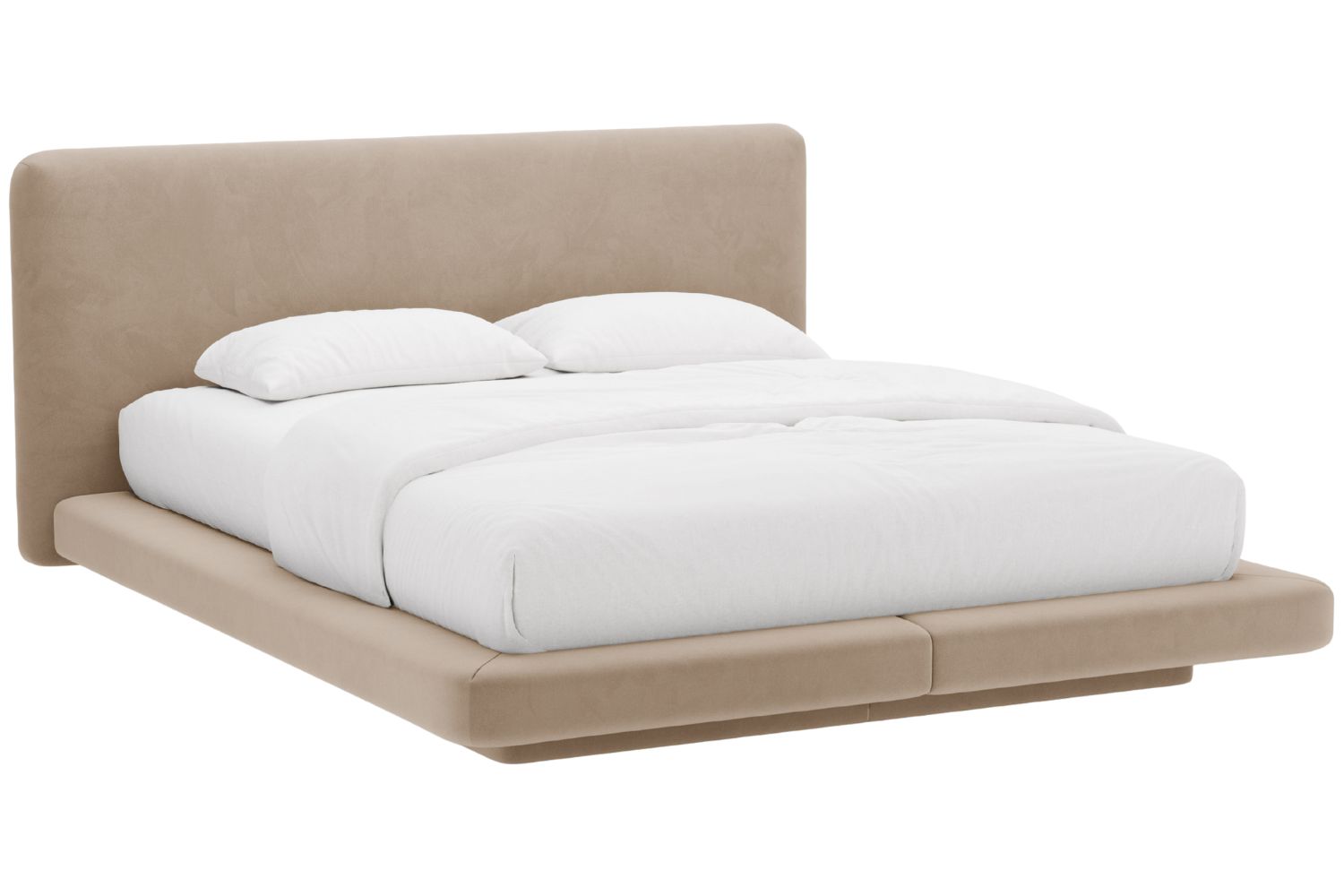 Micadoni Tmavě béžová sametová dvoulůžková postel Linea 180 x 200 cm