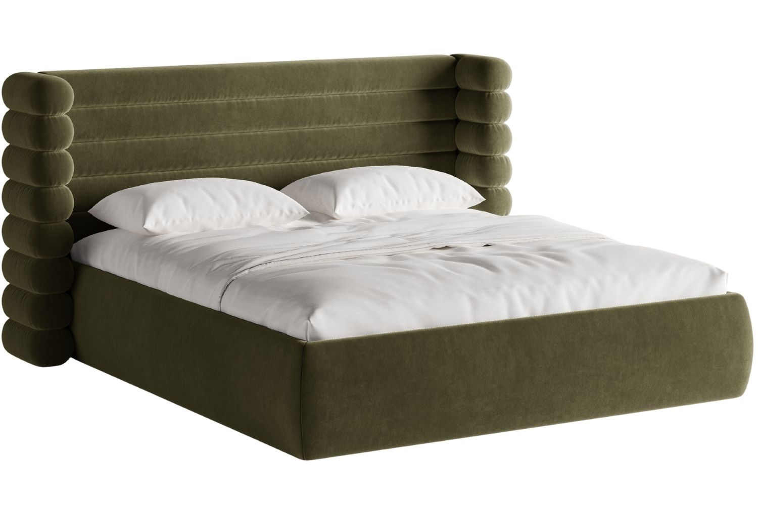 Micadoni Zelená sametová dvoulůžková postel Mount 180 x 200 cm