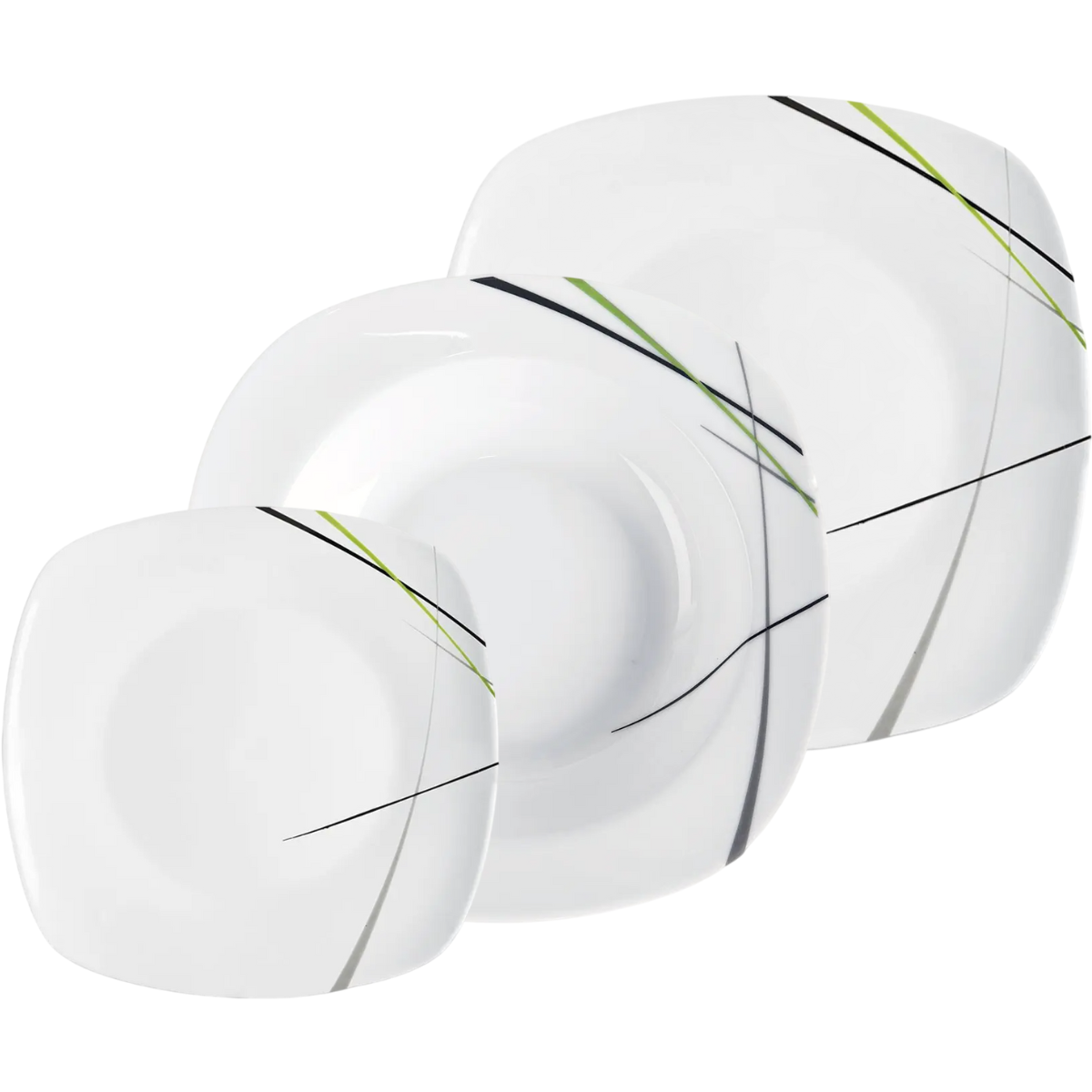 Orion Sada jídelní porc. GREEN 18 ks hranatá