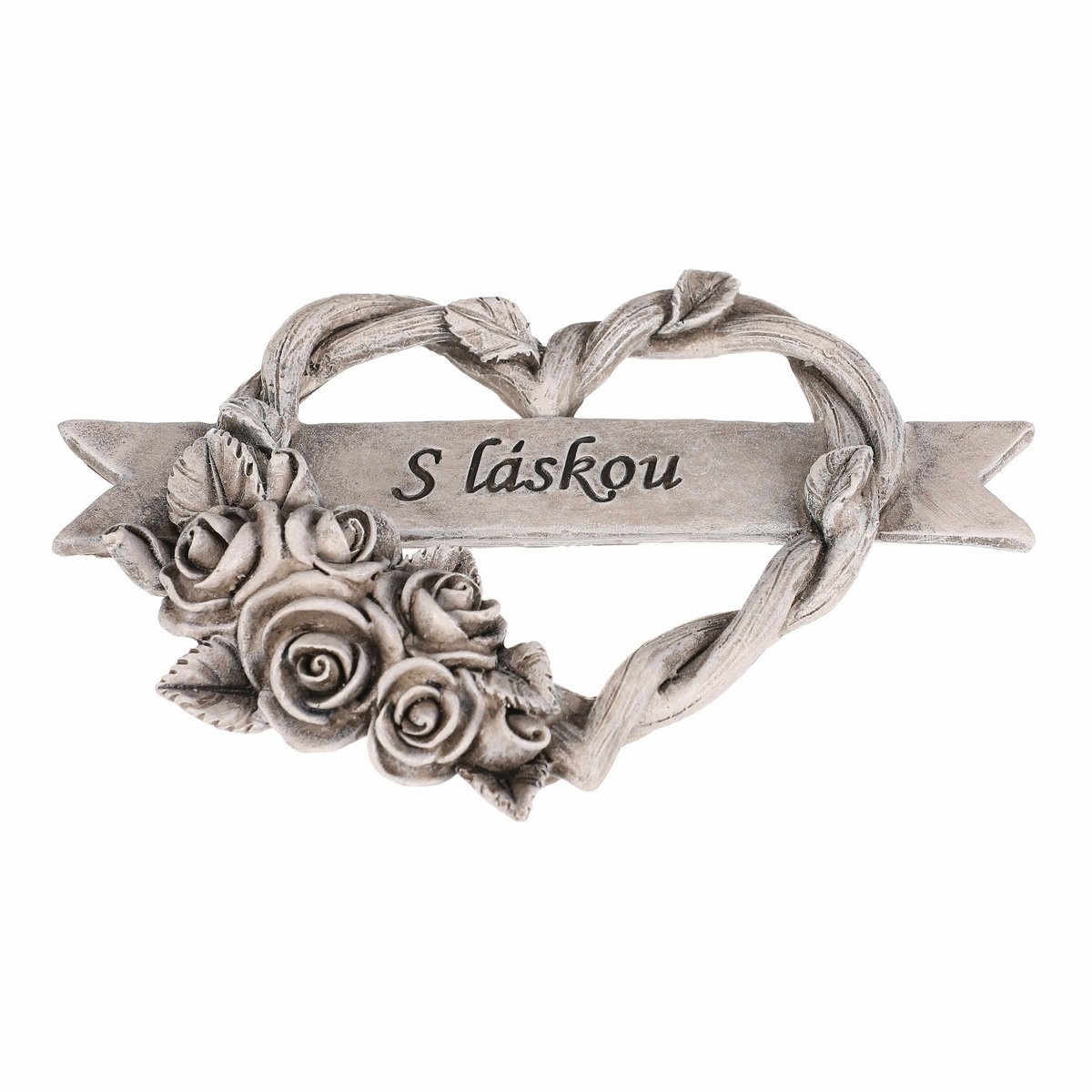 Pietní dekorace Srdce s růžemi a stuhou