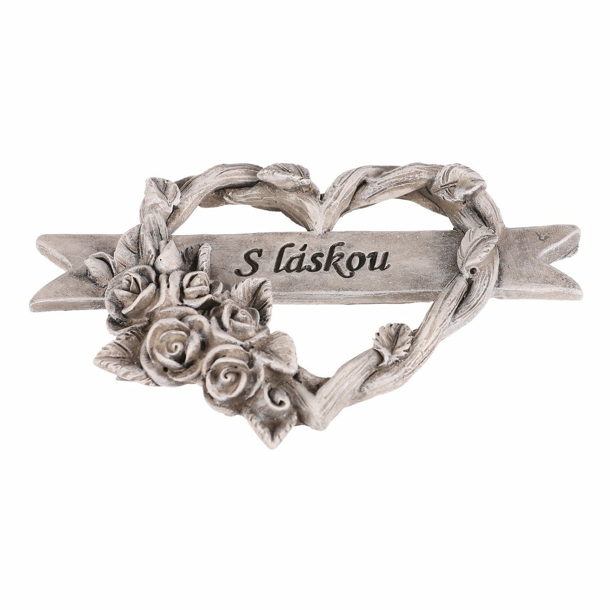 Pietní dekorace Srdce s růžemi a stuhou