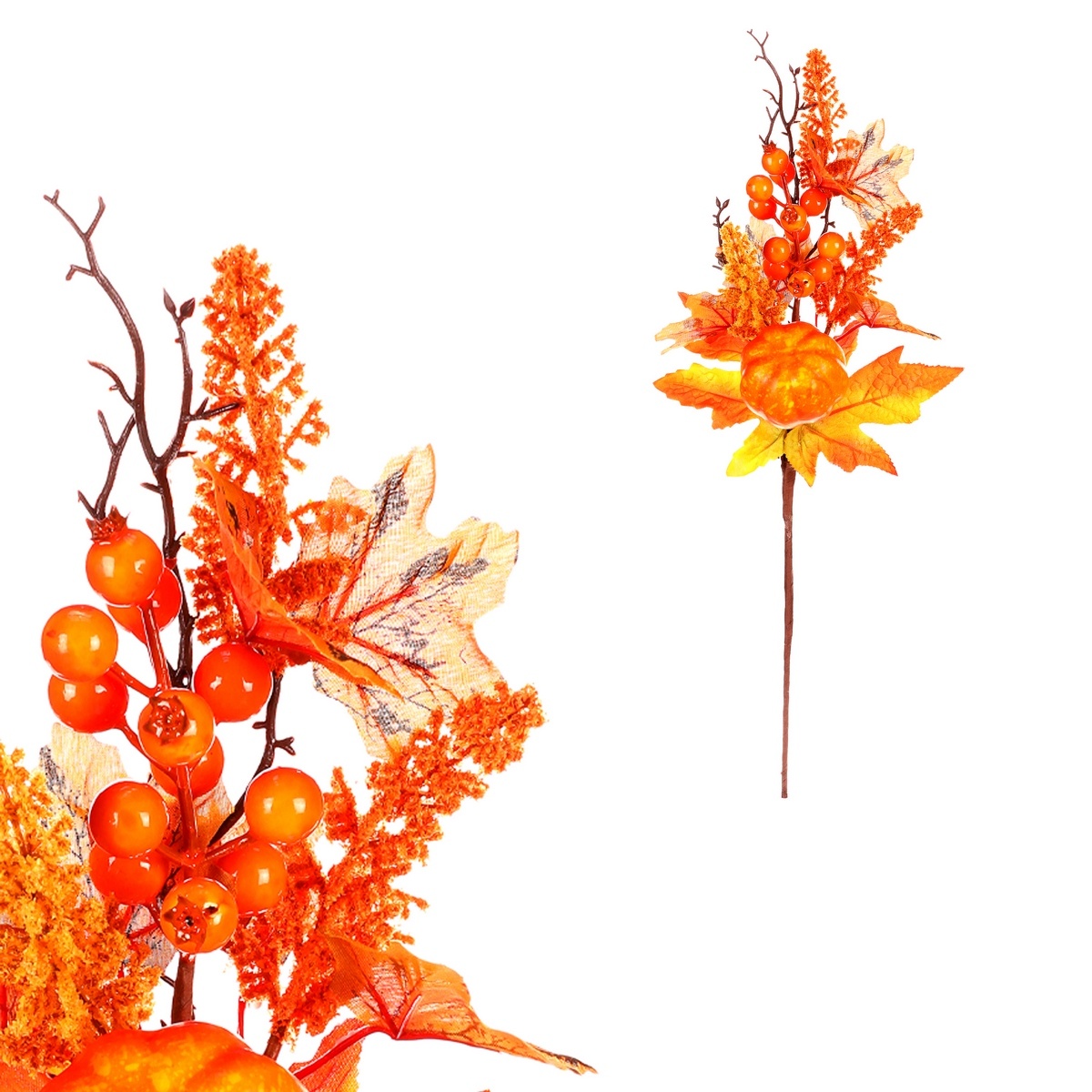 Podzimní umělá větev - dýně a bobule