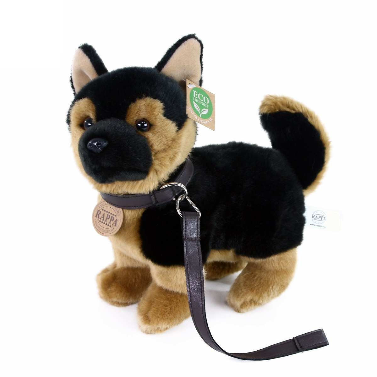 Rappa Plyšový pes německý ovčák s vodítkem stojící