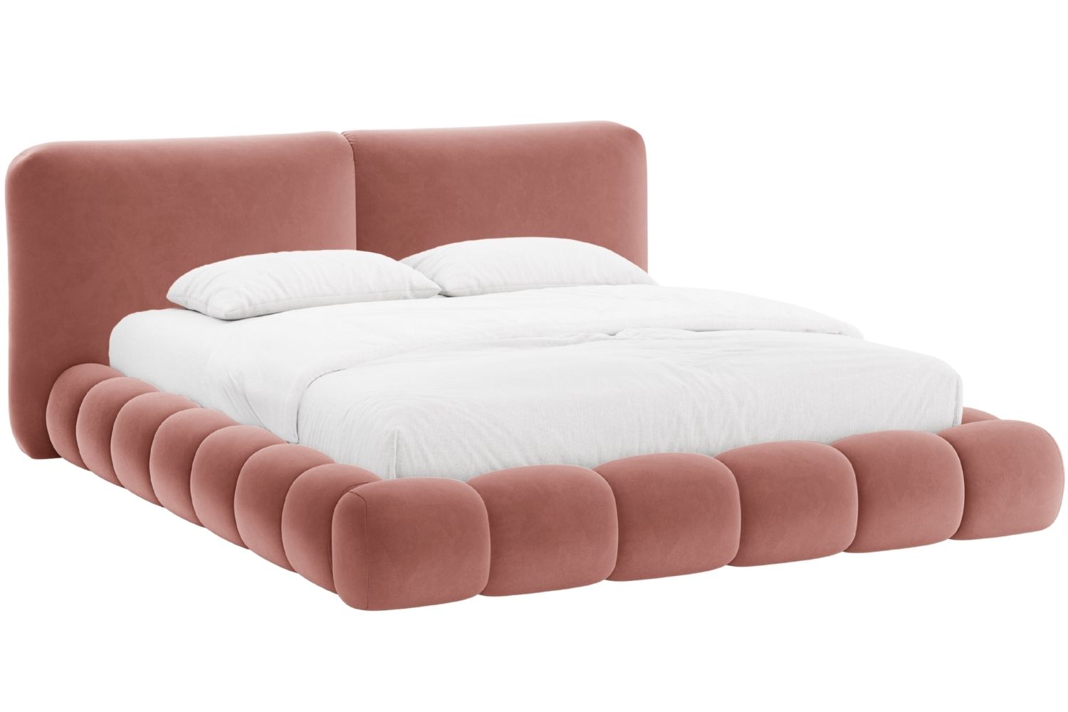 Růžová sametová dvoulůžková postel MICADONI Solange 180 x 200 cm