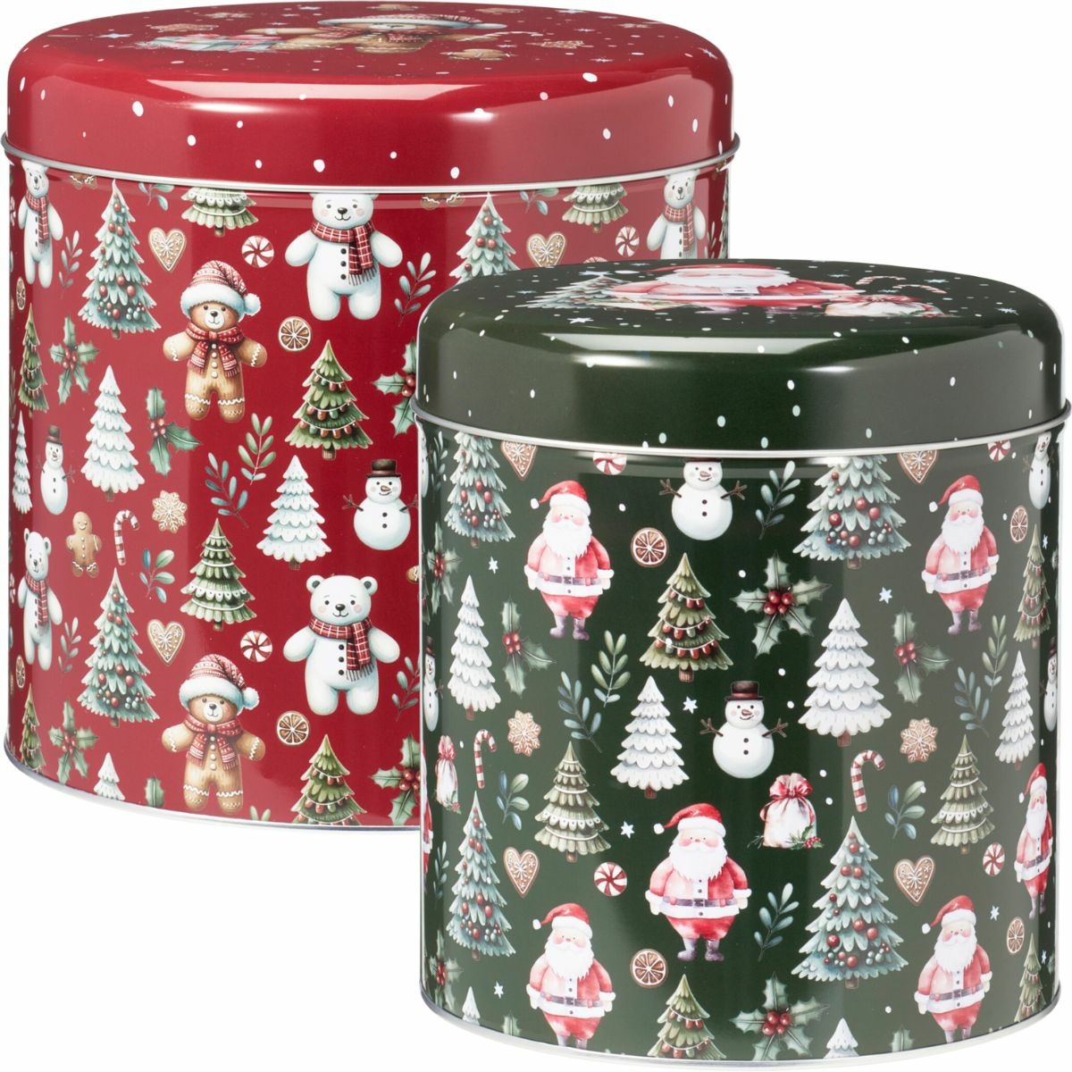Sada 2 vánočních plechových dóz Teddies