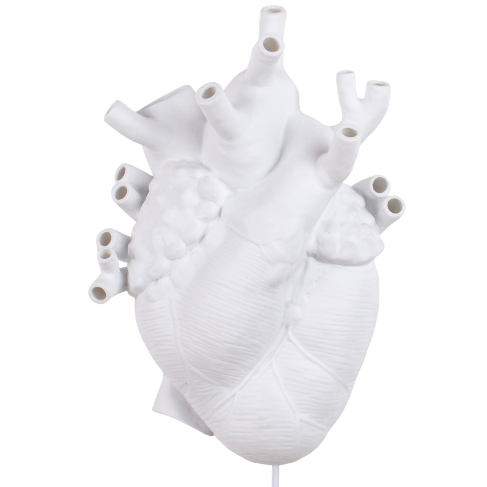 Seletti Bílé porcelánové nástěnné světlo Heart
