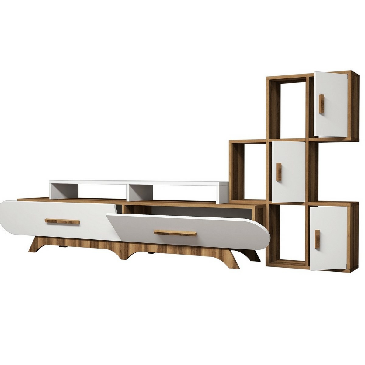 Televizní stolek se skříňkou Flora S White and Walnut