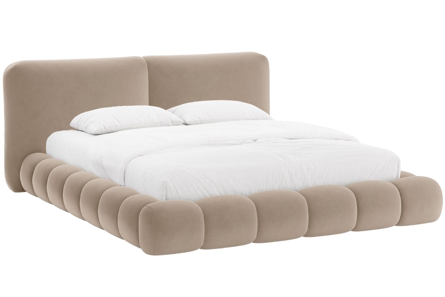 Tmavě béžová sametová dvoulůžková postel MICADONI Solange 180 x 200 cm