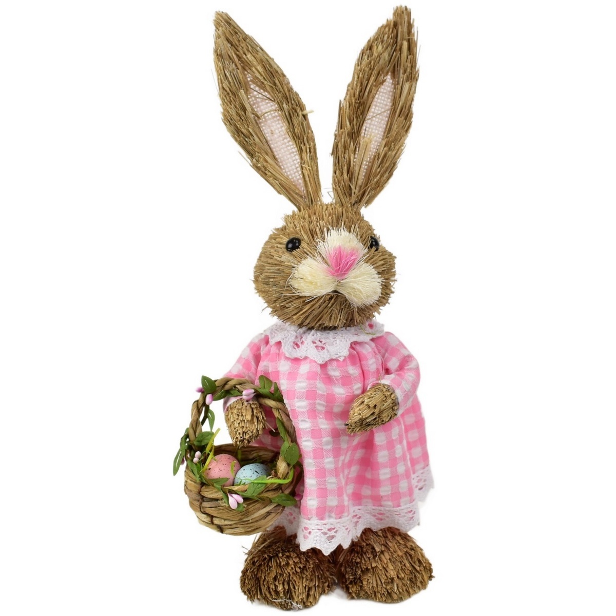 Velikonoční zaječice ze slámy s košíkem