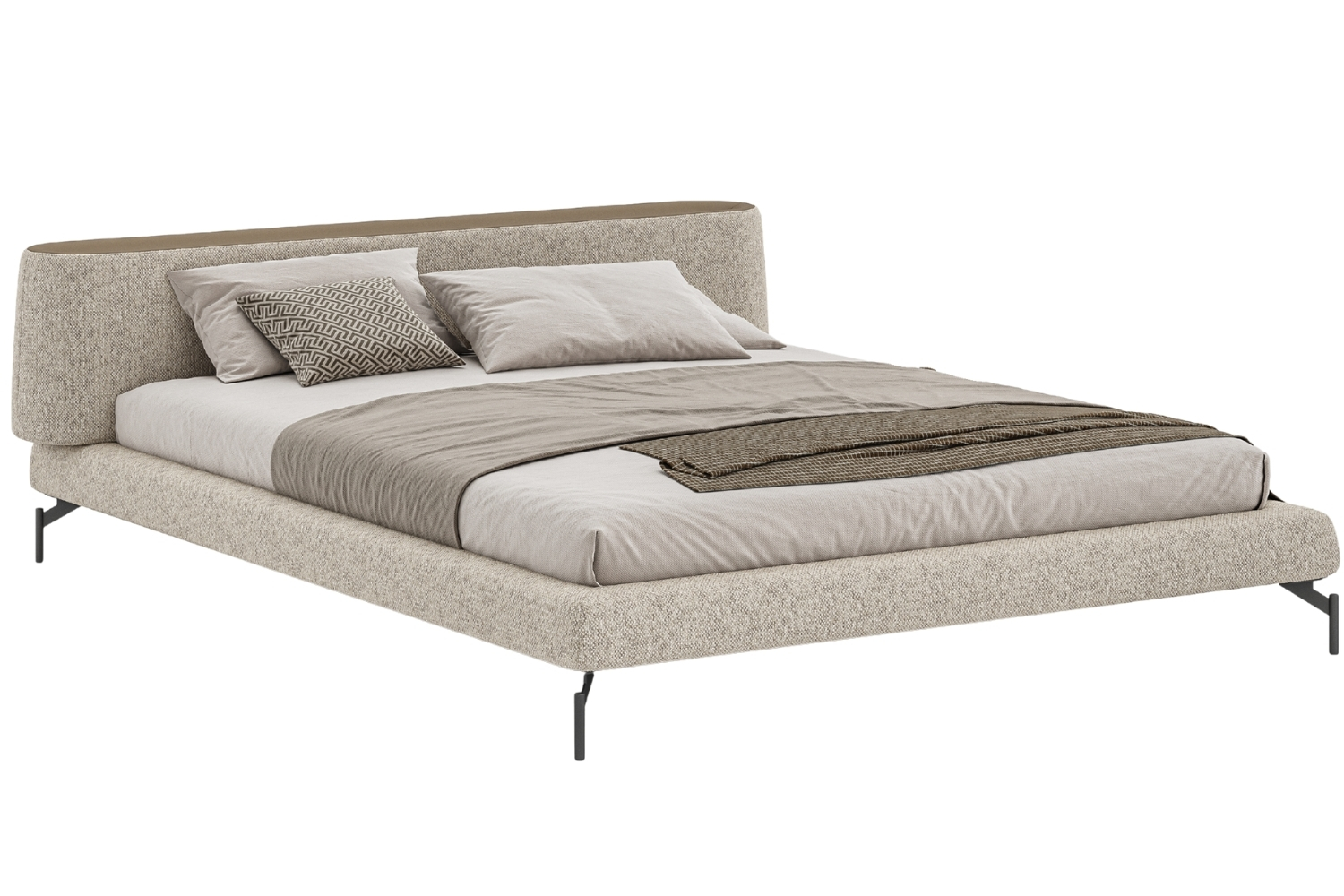 Woodsoft Béžová čalouněná dvoulůžková postel Vertigo 160 x 200 cm