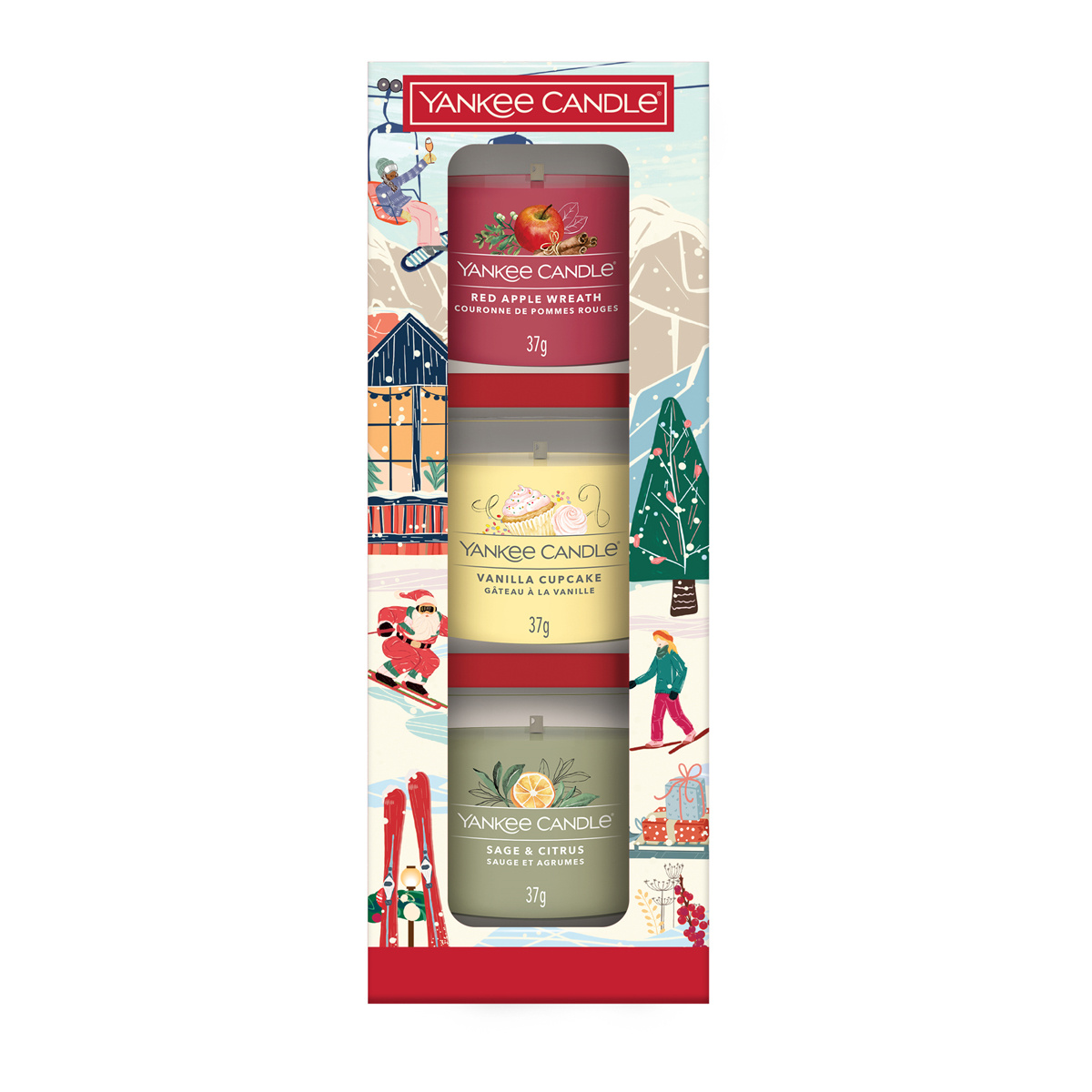 Yankee Candle Dárková sada 3 skleněných votivních svíček Holiday Party 2025