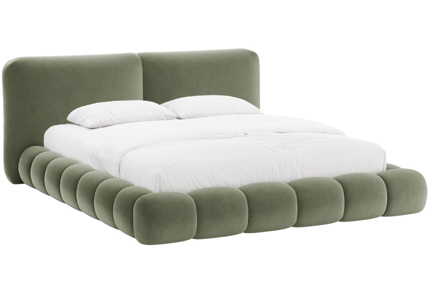 Zelená sametová dvoulůžková postel MICADONI Solange 180 x 200 cm