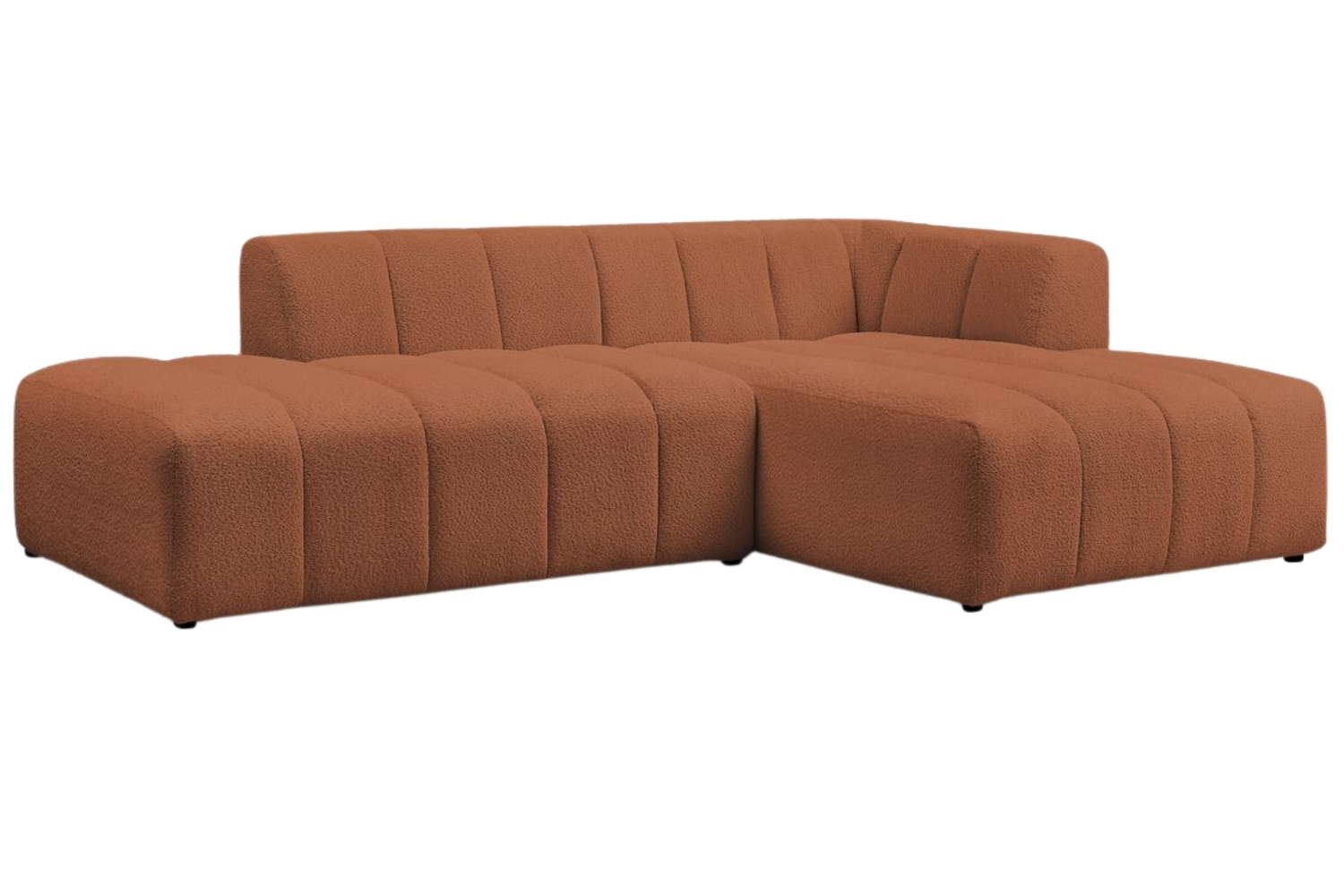Bobochic Paris Terakotově oranžová bouclé rohová pohovka Annecy 262 cm