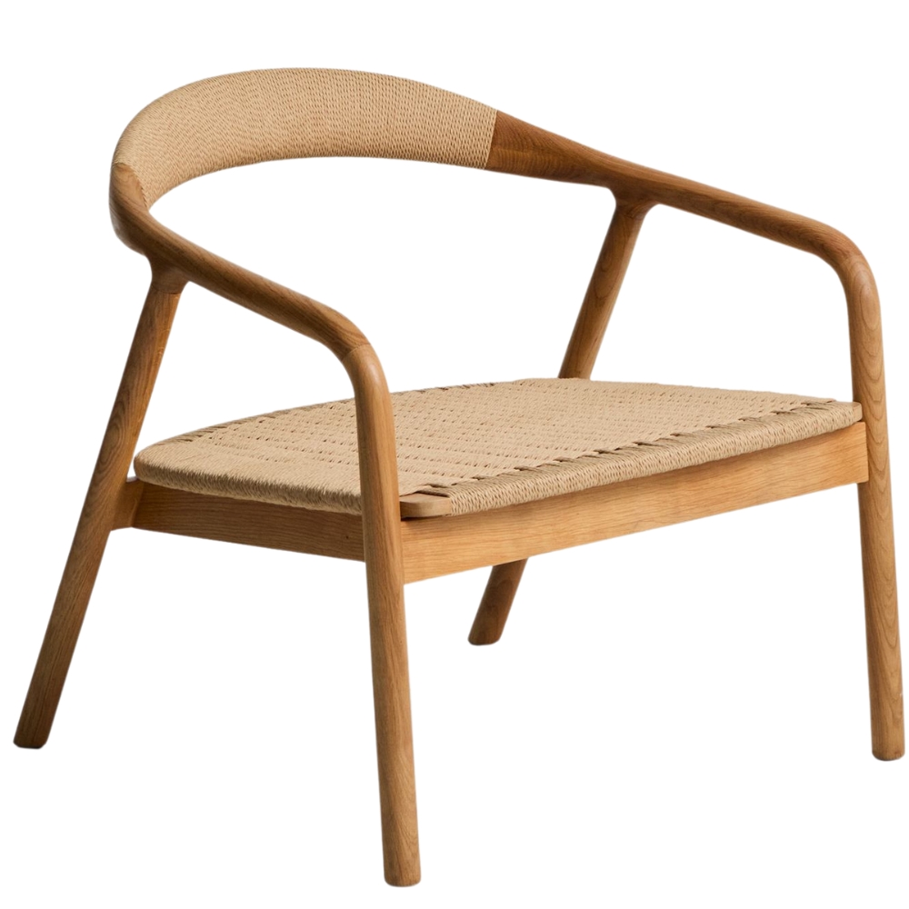 Kave Home Dubové křeslo Derile s béžovým výpletem