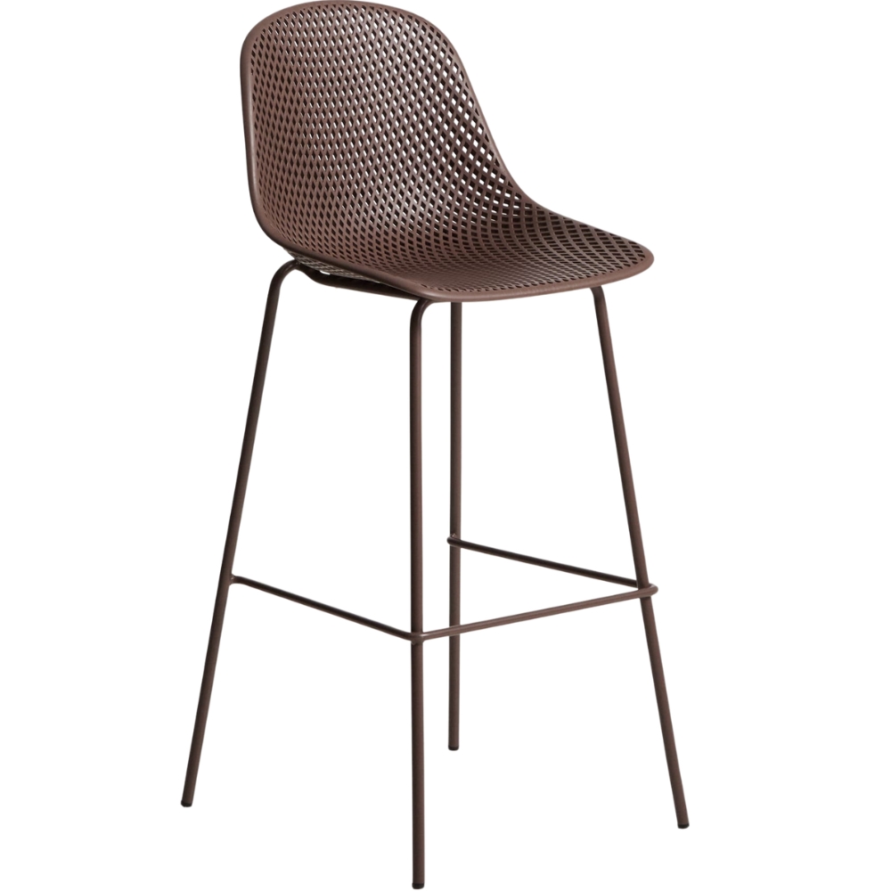 Kave Home Hnědá plastová barová židle  Quinby 75 cm