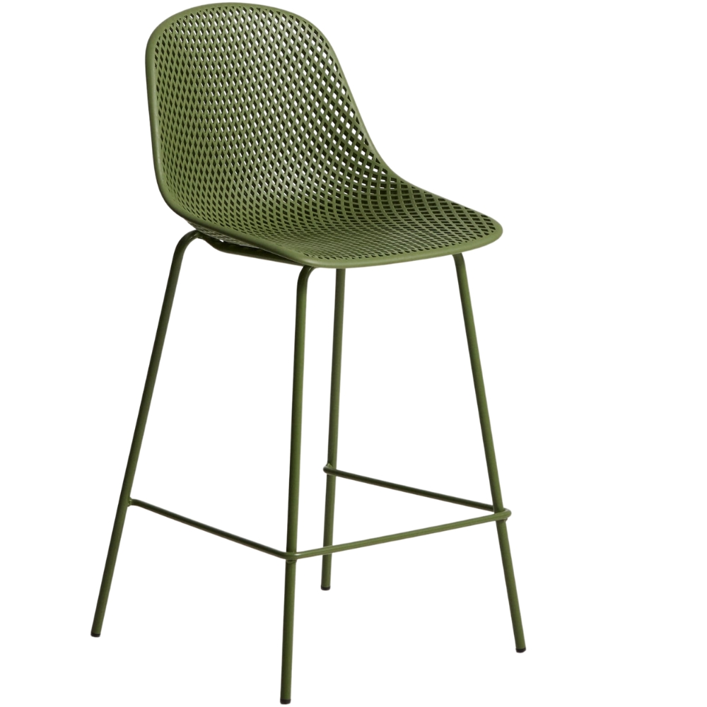 Kave Home Zelená plastová barová židle Quinby 65 cm