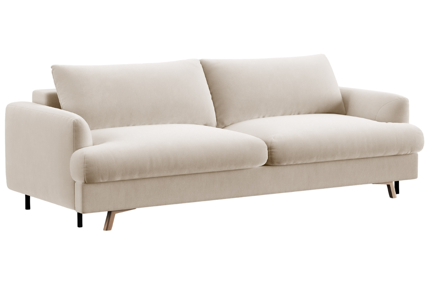 Micadoni Béžová sametová rozkládací pohovka Naomi 233 cm