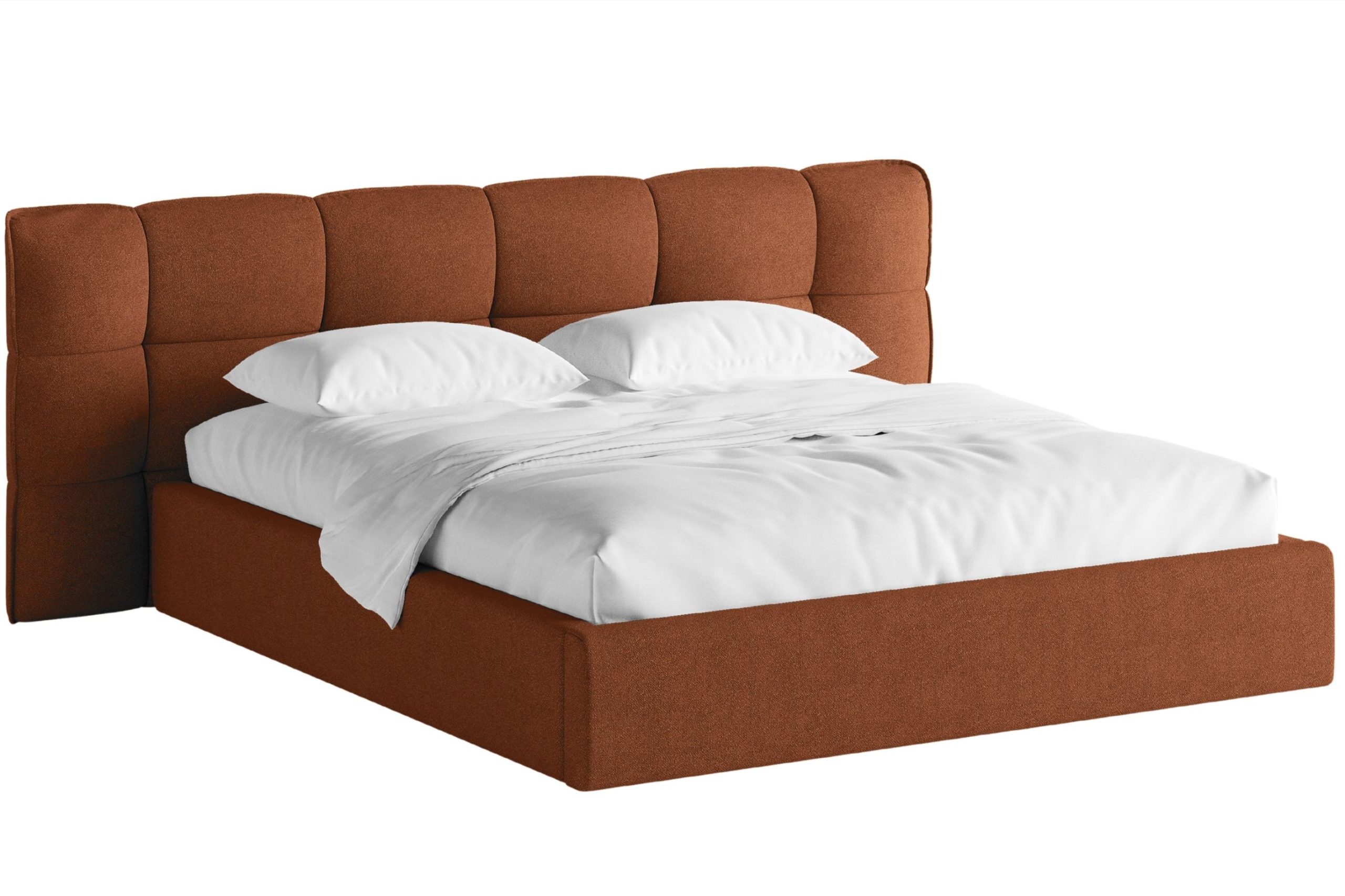 Micadoni Červená bouclé dvoulůžková postel Eric 160 x 200 cm s úložným prostorem