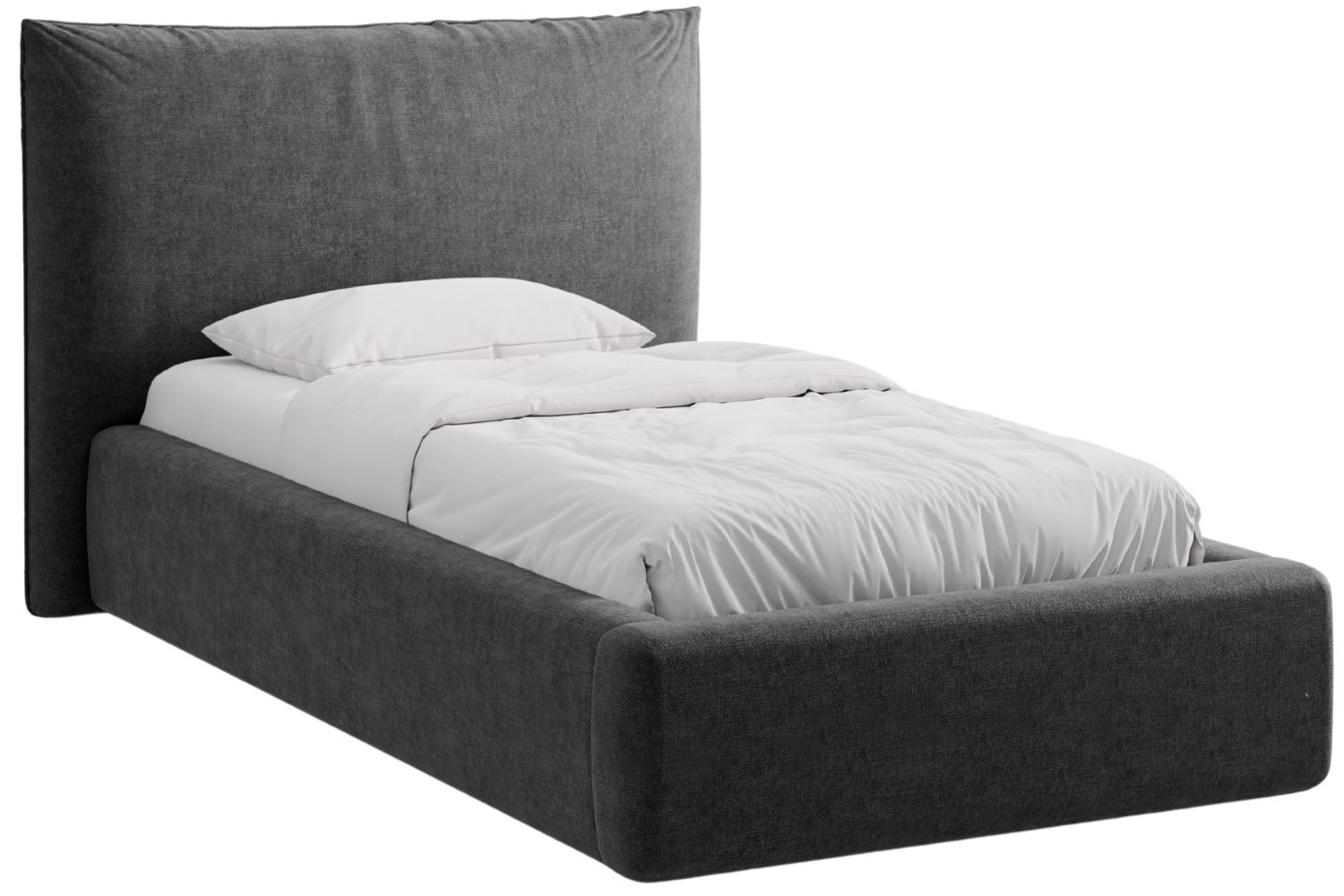 Micadoni Tmavě šedá žinylková jednolůžková postel Kaelle 90 x 200 cm s úložným prostorem